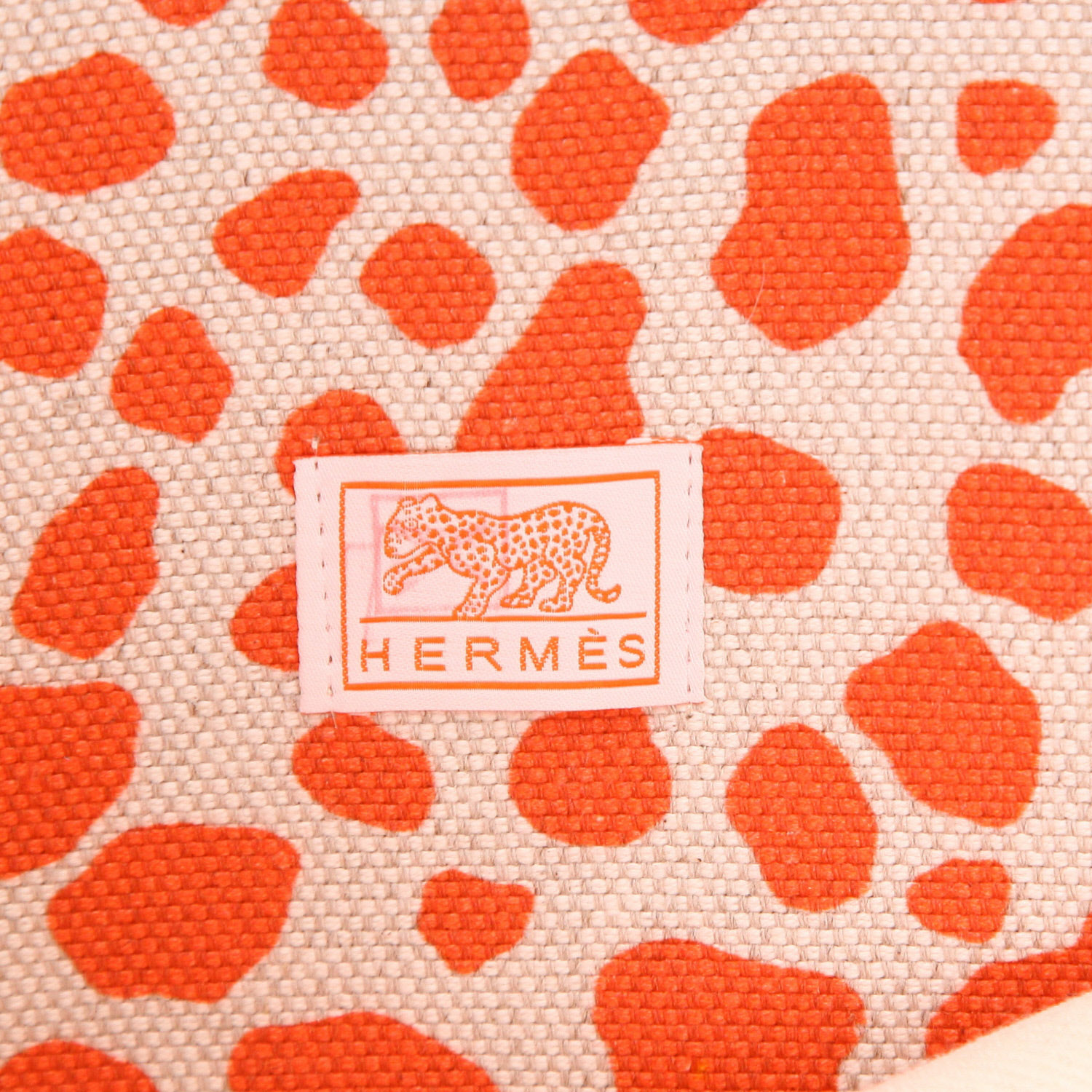 Zaino Hermès   in tela beige rosa e arancione e pelle gold - Detail D2