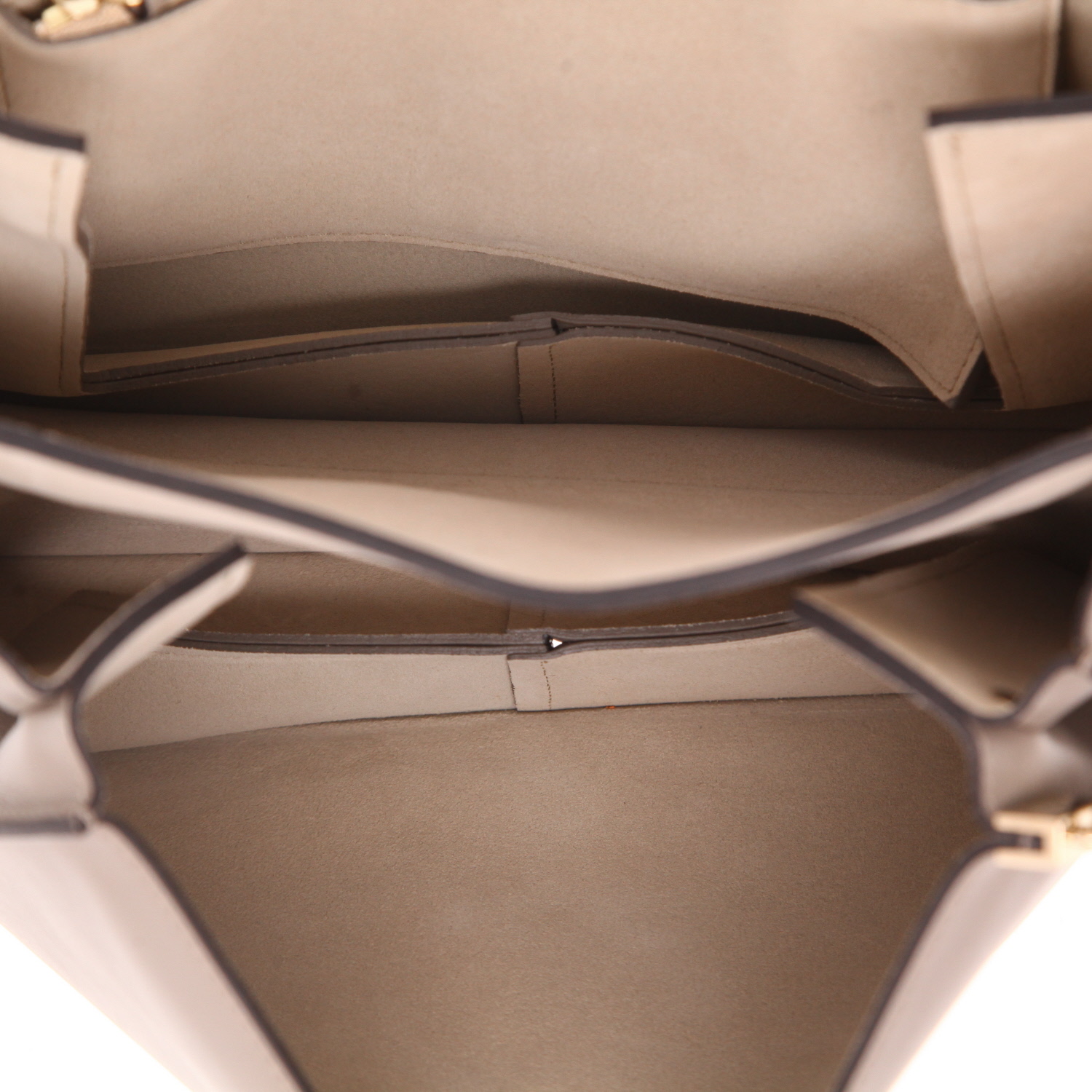 Bolso de mano Chloé  Faye en cuero color topo y Veau velours color topo - Detail D3