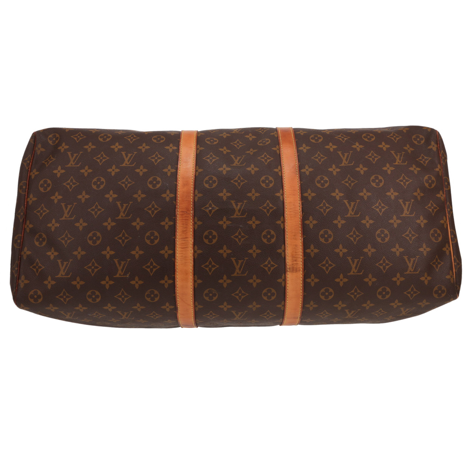 Louis Vuitton  Keepall 60 travel bag  in brown monogram canvas  and natural leather - Detail D1