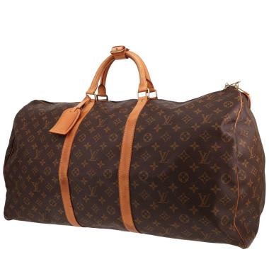 Louis Vuitton  Keepall 60 travel bag  in brown monogram canvas  and natural leather