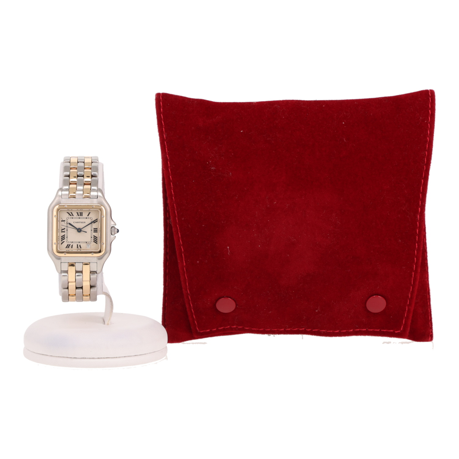 Reloj Cartier Panthère modelo mediano  de oro y acero Ref: Cartier - 110000R  Circa 1990