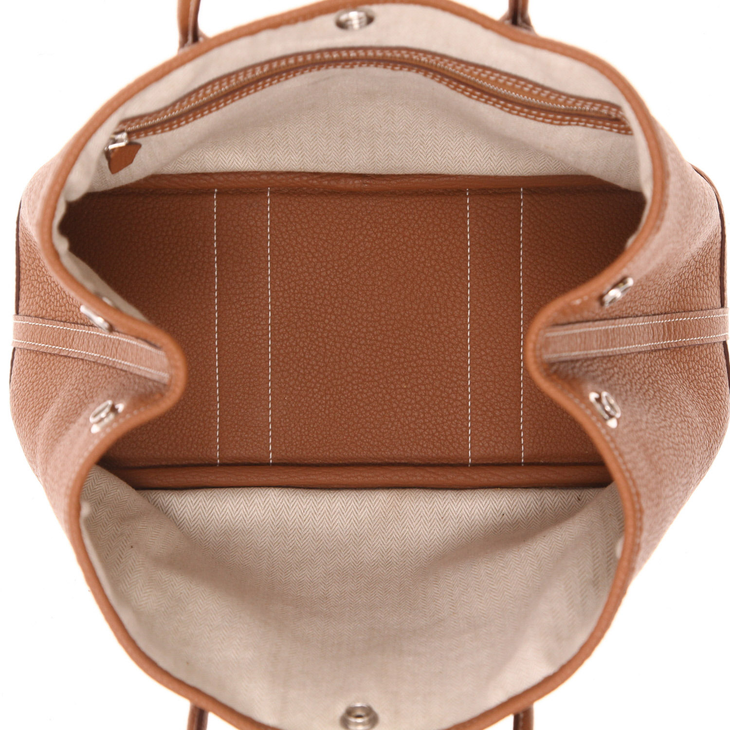 Hermès Garden Party 30 cm tote bag in Gold Togo leather - Detail D3