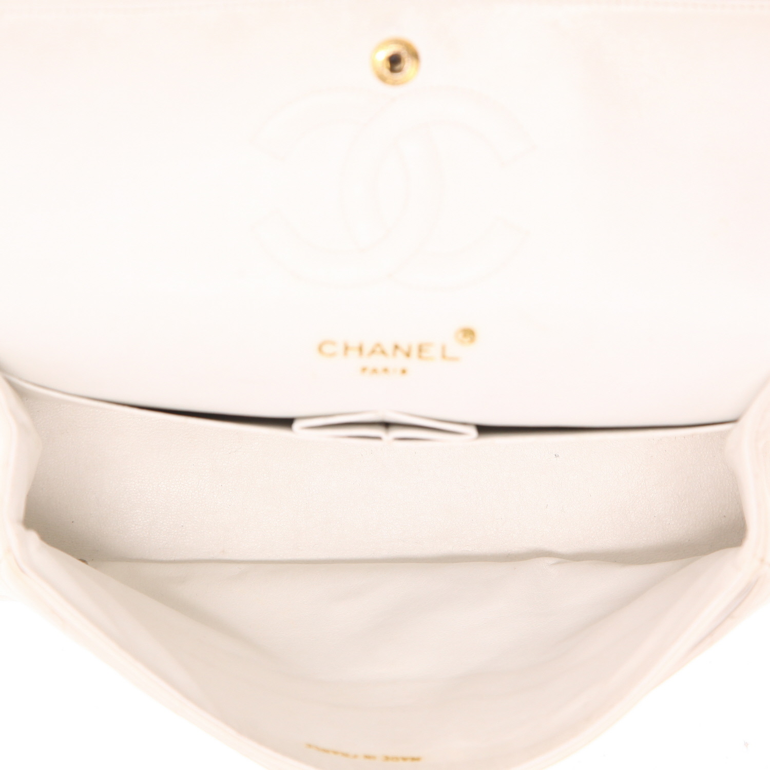 Chanel  Vintage handbag  in white quilted leather - Detail D3