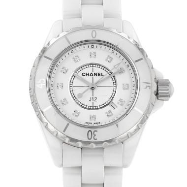 Montre Chanel J12 en céramique blanche et acier Ref: Chanel - H0682  Vers 2010