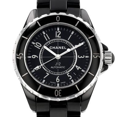 Chanel J12  in ceramic black and stainless steel Ref: Chanel - H0685  Circa 2000