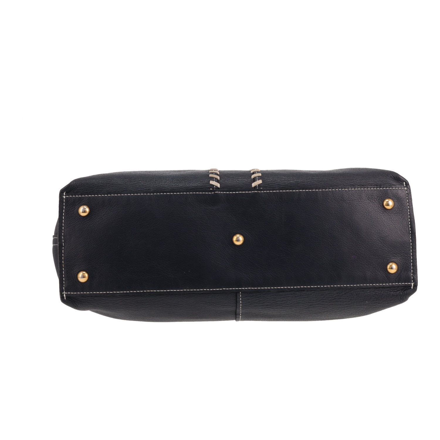 Shopping bag Saint Laurent   in pelle blu marino e bianca - Detail D1