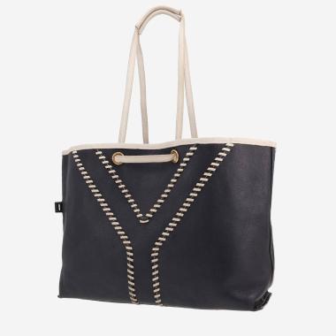Saint Laurent   shopping bag  in navy blue and white leather