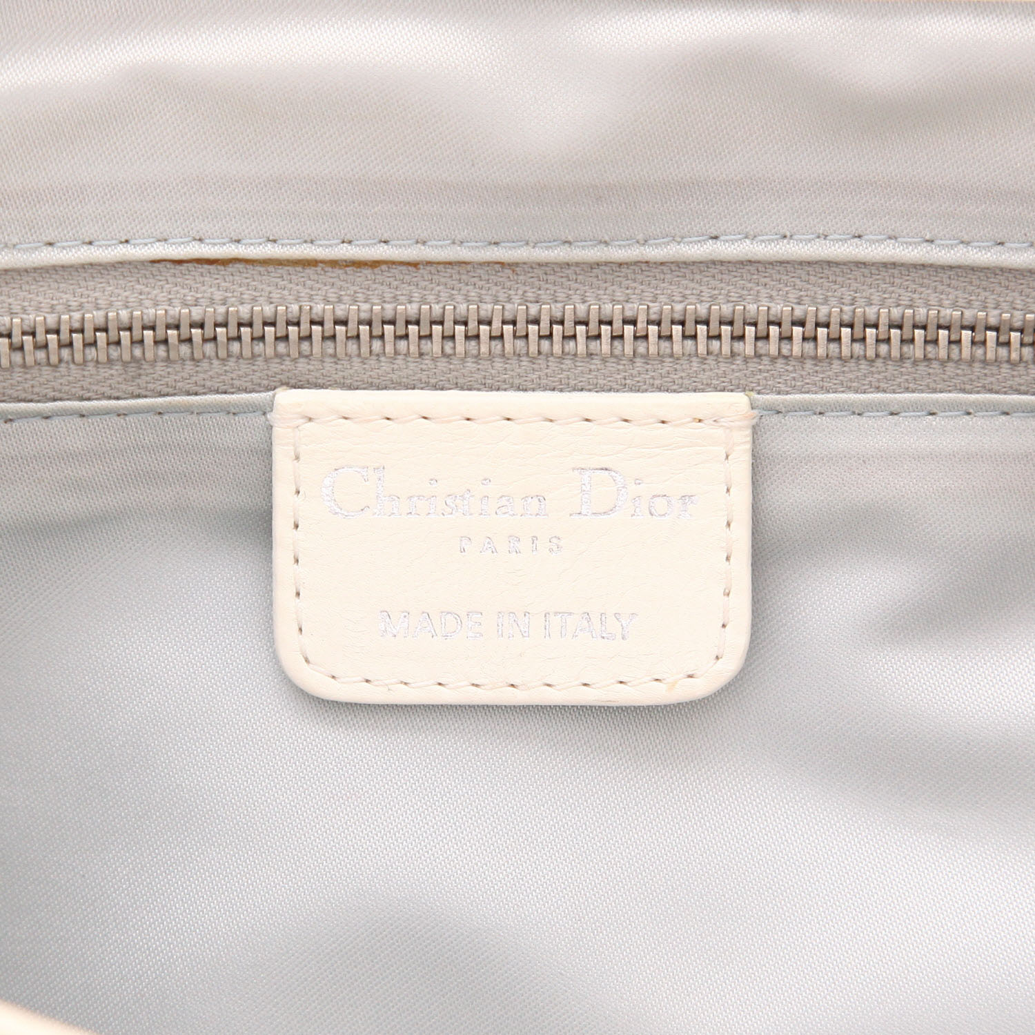 Bolso de mano Dior  Vintage en lona Monogram Oblique blanca y cuero blanco - Detail D2
