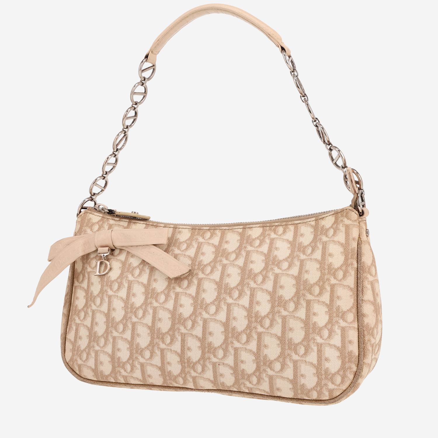 Bolso de mano Dior  Vintage en lona Monogram Oblique beige y cuero beige