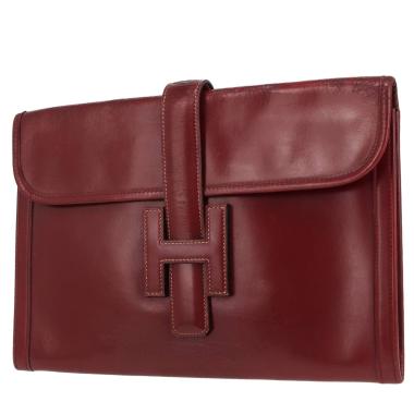 Hermès  Jige pouch  in burgundy box leather