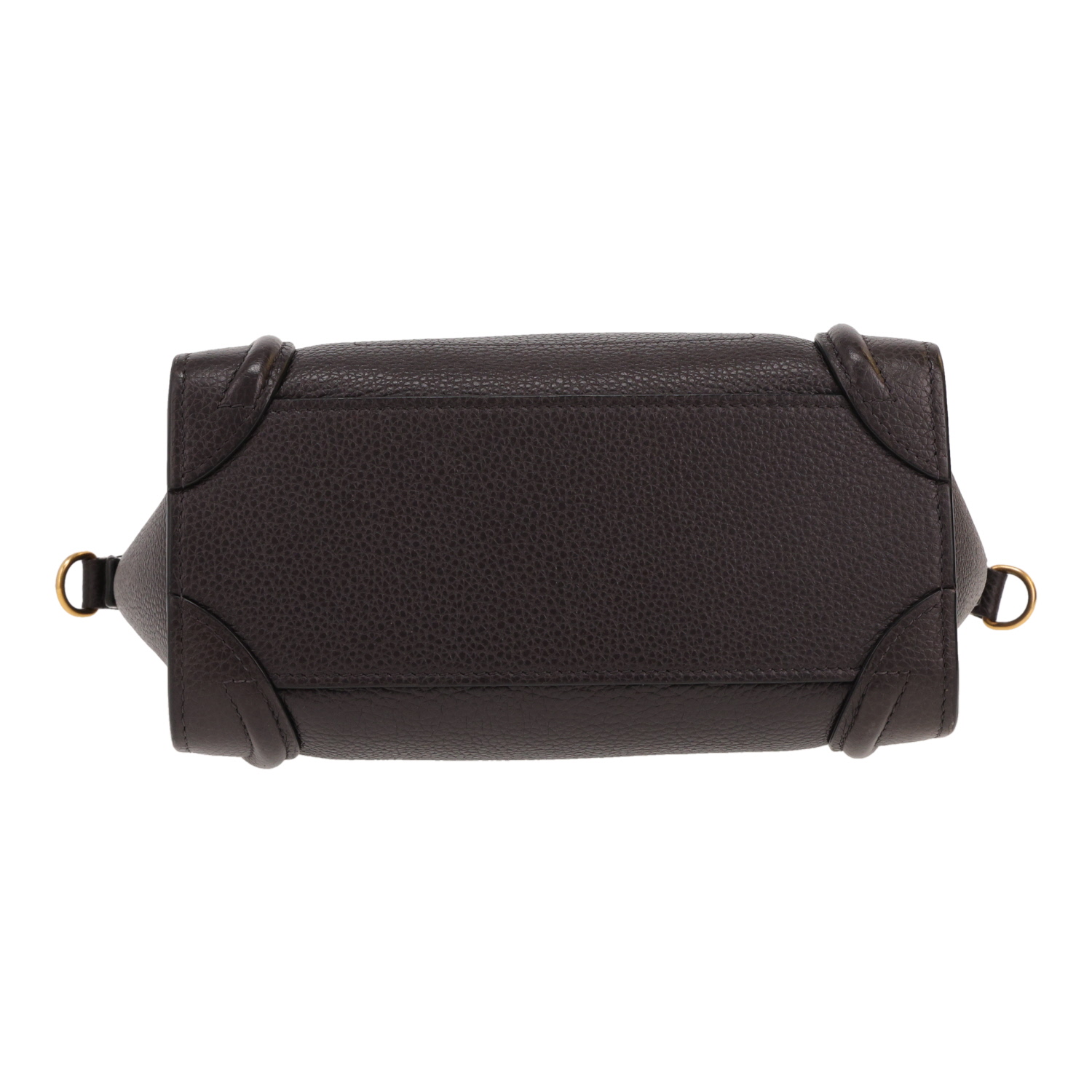 Sac à main Celine  Luggage Nano en cuir grainé marron - Detail D1