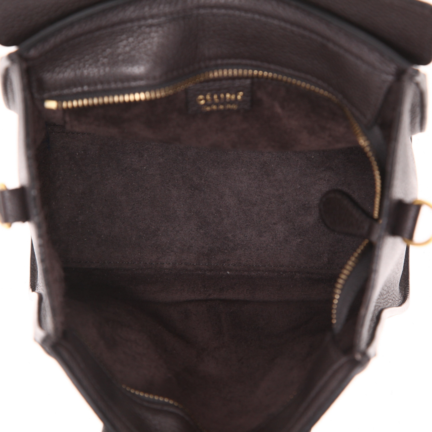 Sac à main Celine  Luggage Micro en cuir grainé noir - Detail D3