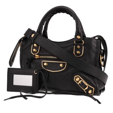 Sac bandoulière Balenciaga  City mini  en cuir noir