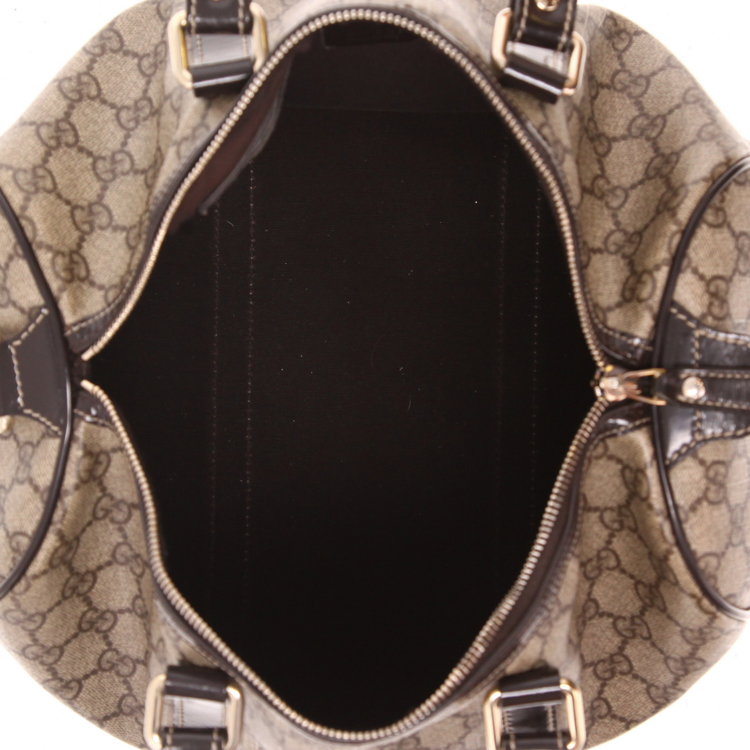 Borsa Gucci  Joy in tela "sûpreme GG" beige e pelle verniciata marrone - Detail D3