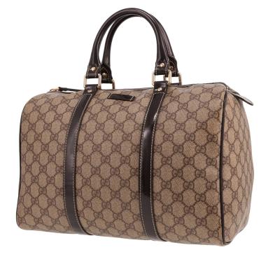 Bolso de mano Gucci  Joy en tejido "sûpreme GG" beige y charol marrón