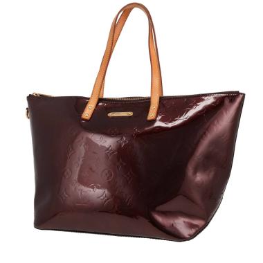 Bolso de mano Louis Vuitton  Bellevue en charol Monogram color berenjena y cuero natural