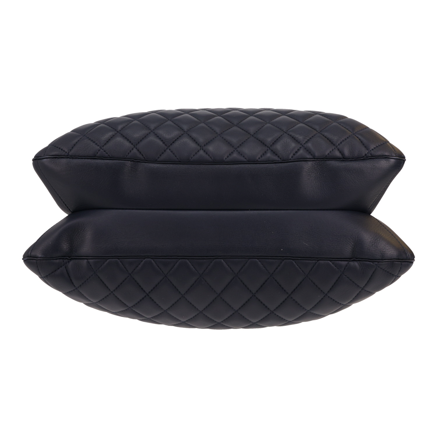 Chanel   shopping bag  in navy blue quilted leather - Detail D1