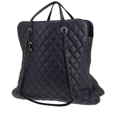 Sac cabas Chanel   en cuir matelassé bleu-marine