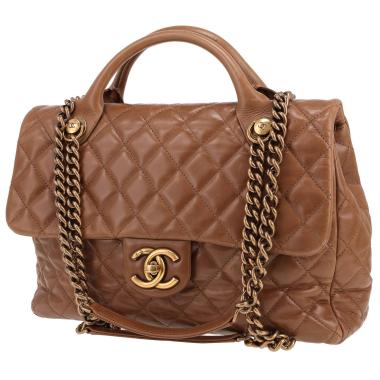 Bolso de mano Chanel   en cuero acolchado marrón