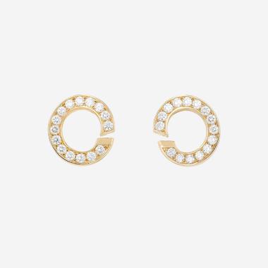 Paire de boucles d'oreilles Chopard  en or jaune et diamants