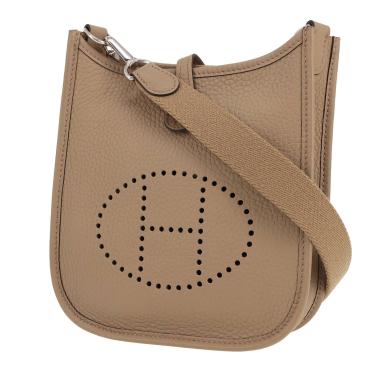 Hermès  Mini Evelyne shoulder bag  in Beige Marfa leather taurillon clémence