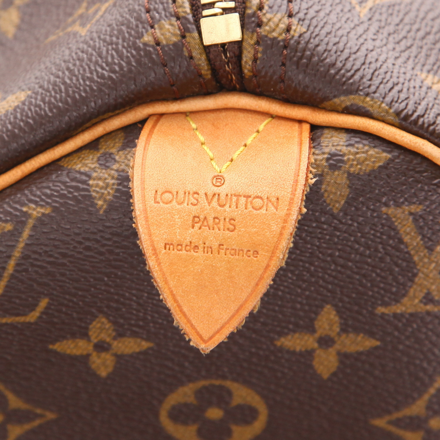 Borsa Louis Vuitton  Speedy 30 in tela monogram marrone e pelle naturale - Detail D2