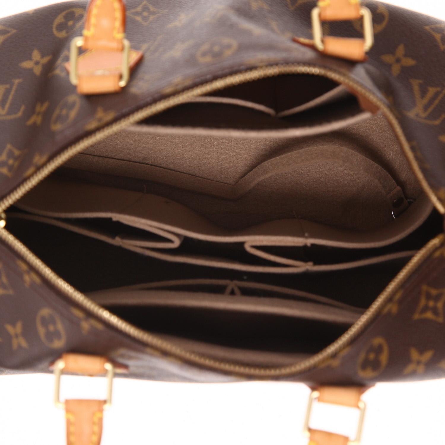 Louis Vuitton  Speedy 30 handbag  in brown monogram canvas  and natural leather - Detail D3