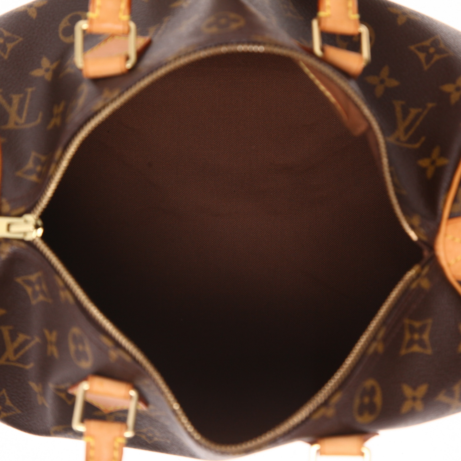 Borsa Louis Vuitton  Speedy 30 in tela monogram marrone e pelle naturale - Detail D4