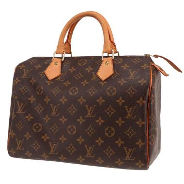 Louis Vuitton  Speedy 30 handbag  in brown monogram canvas  and natural leather