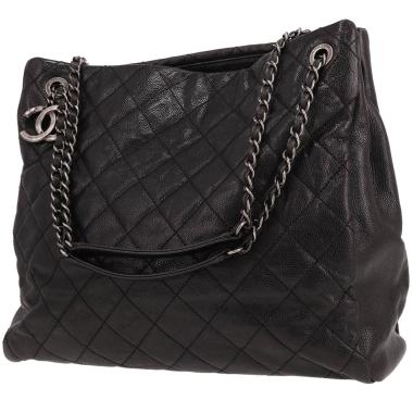 Bolso Cabás Chanel   en cuero irisado negro