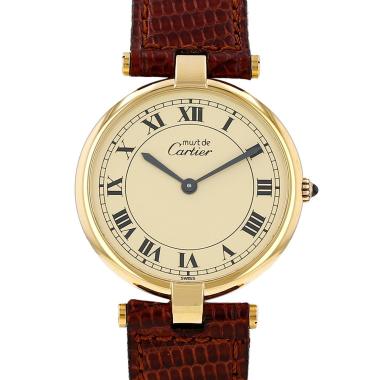 Montre Cartier Vendôme grand modèle  en vermeil Vers 1990