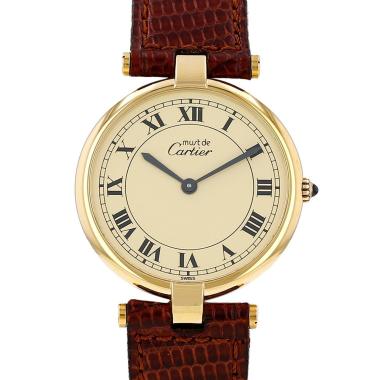 Reloj Cartier Must Vendôme modelo grande  de plata dorada Ref: Cartier - 17  Circa 1990