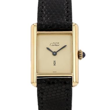 Reloj Cartier Tank Must de plata dorada Circa 1990