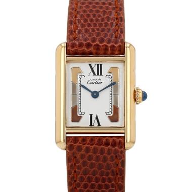 Reloj Cartier Tank Must de plata dorada Circa 1990