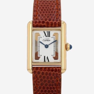 Reloj Cartier Tank Must de plata dorada Circa 1990
