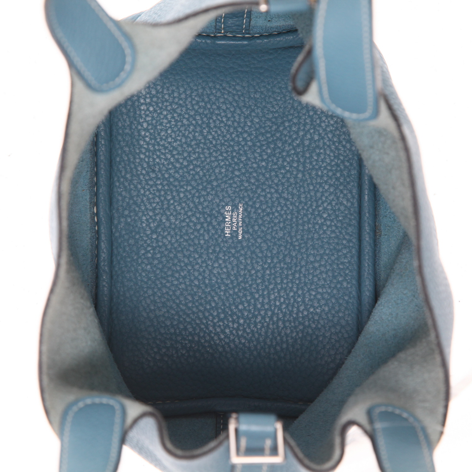 Hermès  Picotin 18 cm handbag  in blue jean togo leather - Detail D3