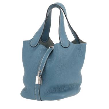 Hermès  Picotin 18 cm handbag  in blue jean togo leather