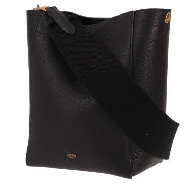 Sac à main Celine  Sac Sangle en cuir grainé noir