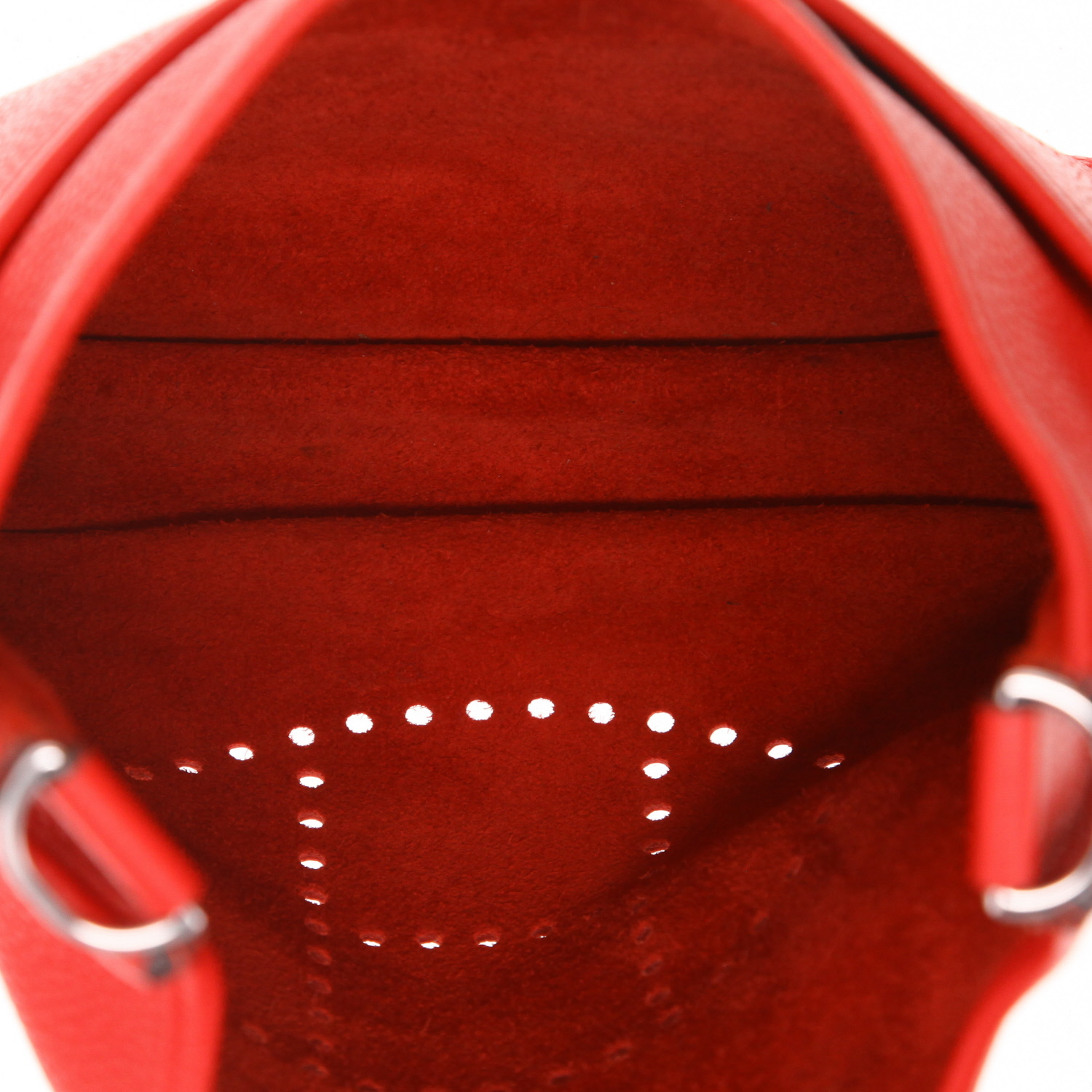 Sac bandoulière Hermès  Evelyne 29 cm en cuir togo rouge - Detail D3