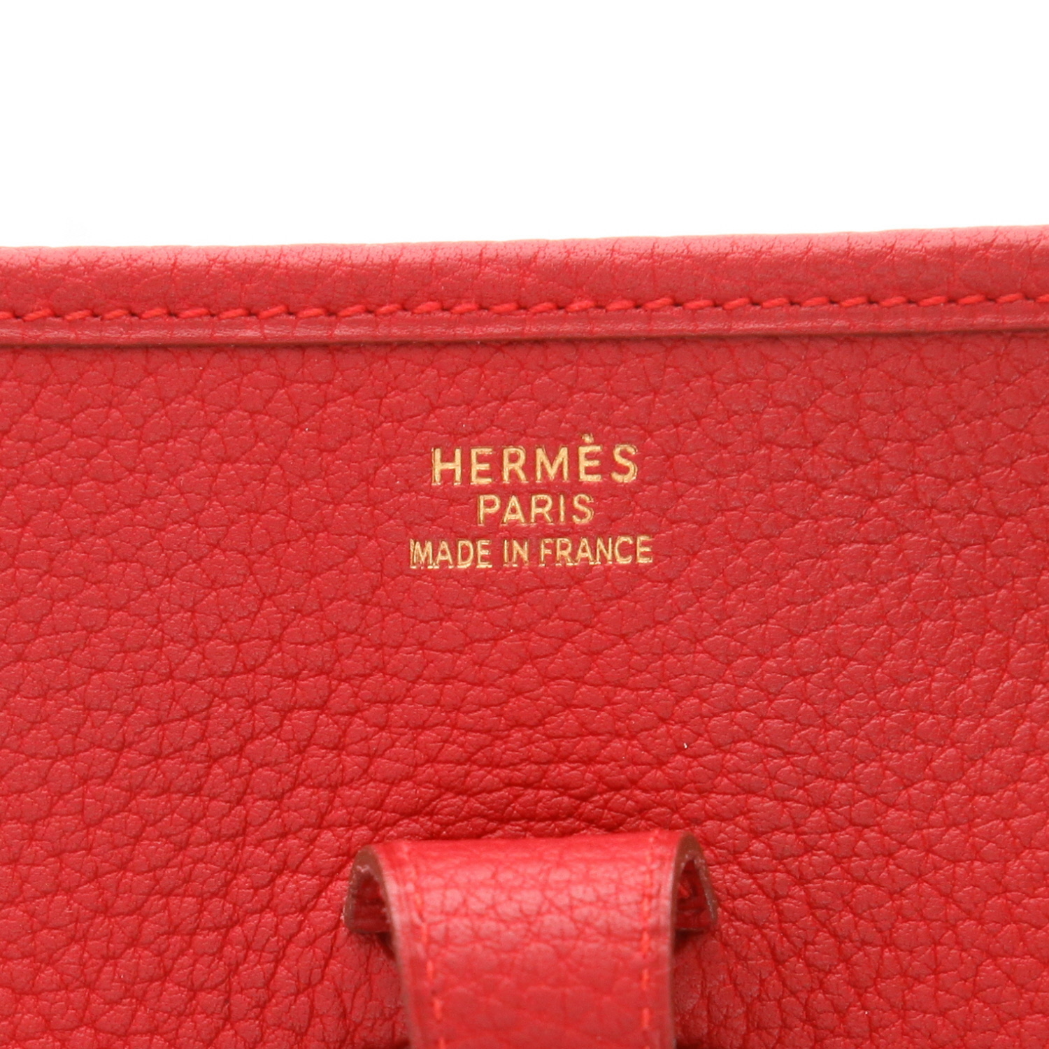 Hermès  Evelyne shoulder bag  in red togo leather - Detail D2