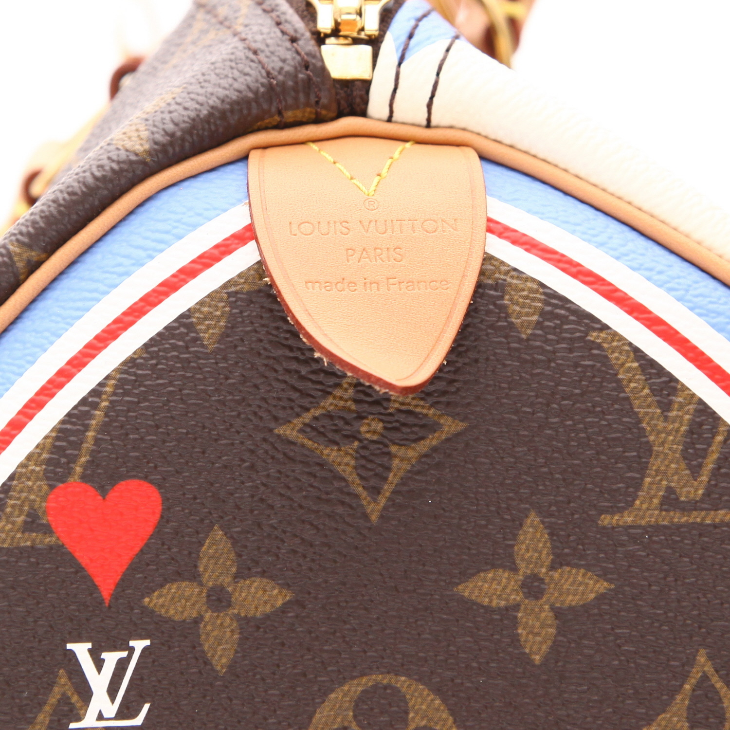 Bolso bandolera Louis Vuitton  Speedy 30 en lona Monogram marrón y cuero natural - Detail D2