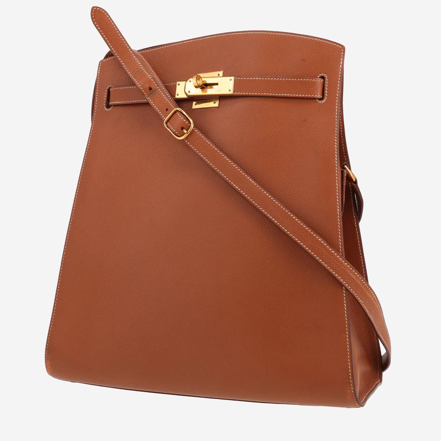 Bolso de mano Hermès  Kelly Sport en cuero Courchevel color oro