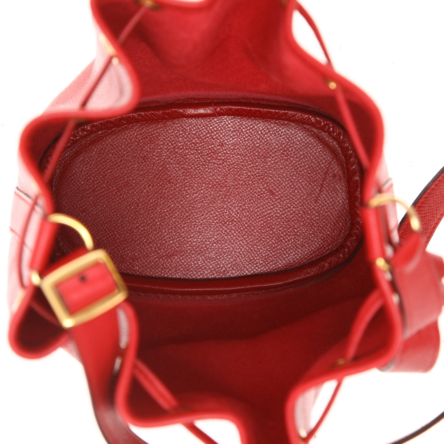Sac bandoulière Hermès  Market petit modèle  en cuir Courchevel rouge Vif - Detail D3