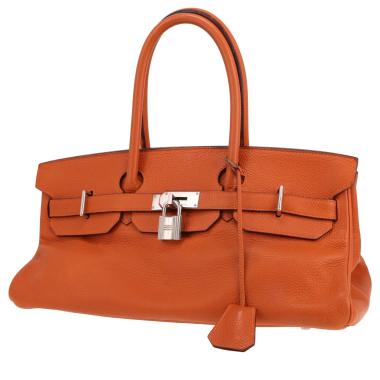 Borsa da spalla o a mano Hermès  Birkin Shoulder in pelle taurillon clemence arancione