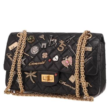 Chanel  2.55 handbag  in black quilted leather