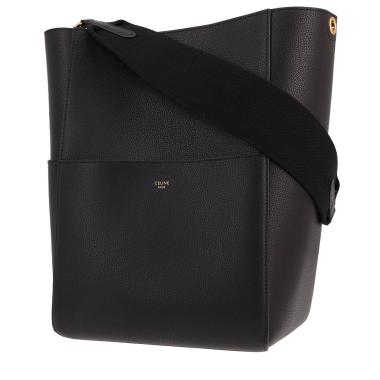 Borsa Celine  Sac Sangle in pelle martellata nera
