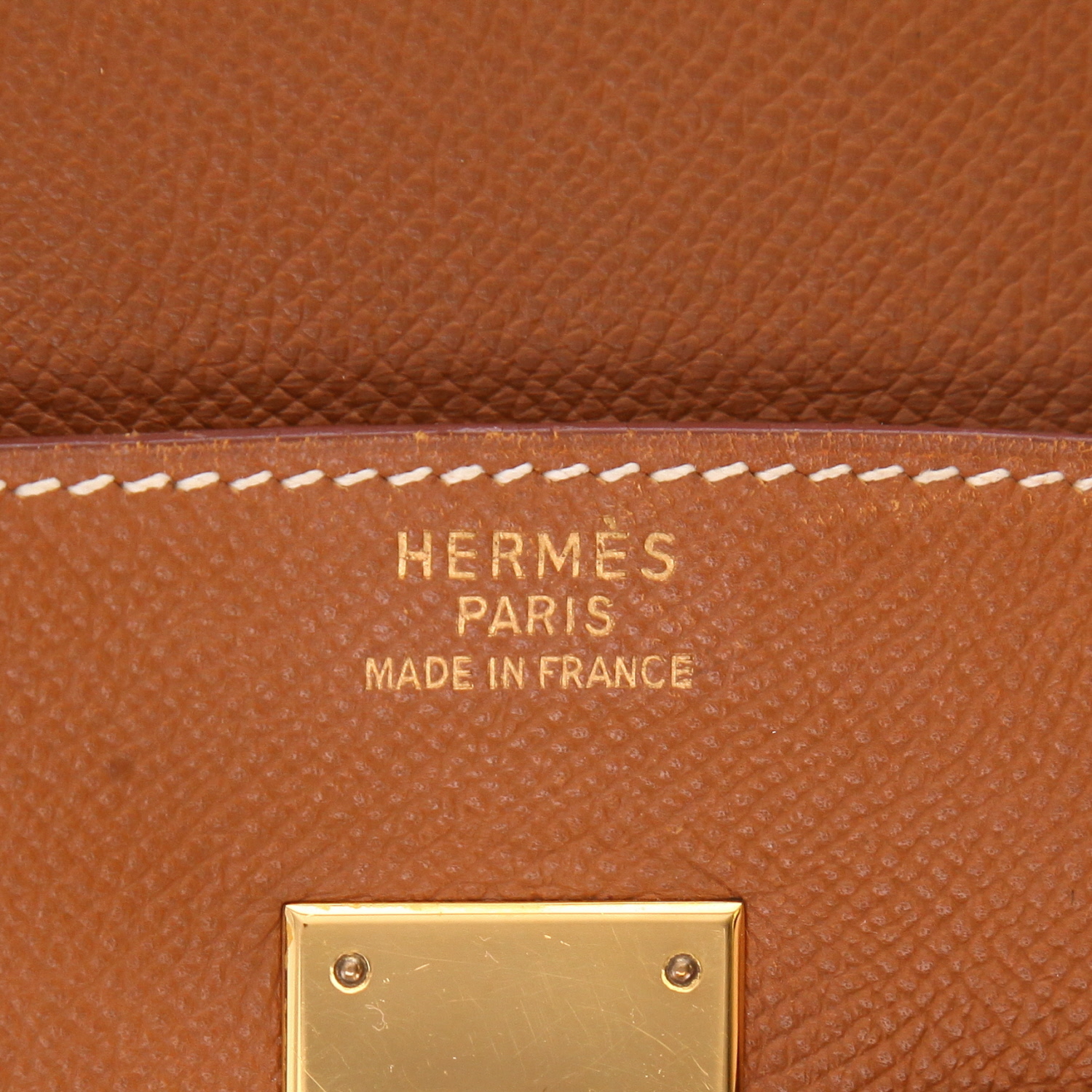 Sac à main Hermès  Birkin 40 cm en cuir Courchevel gold - Detail D2