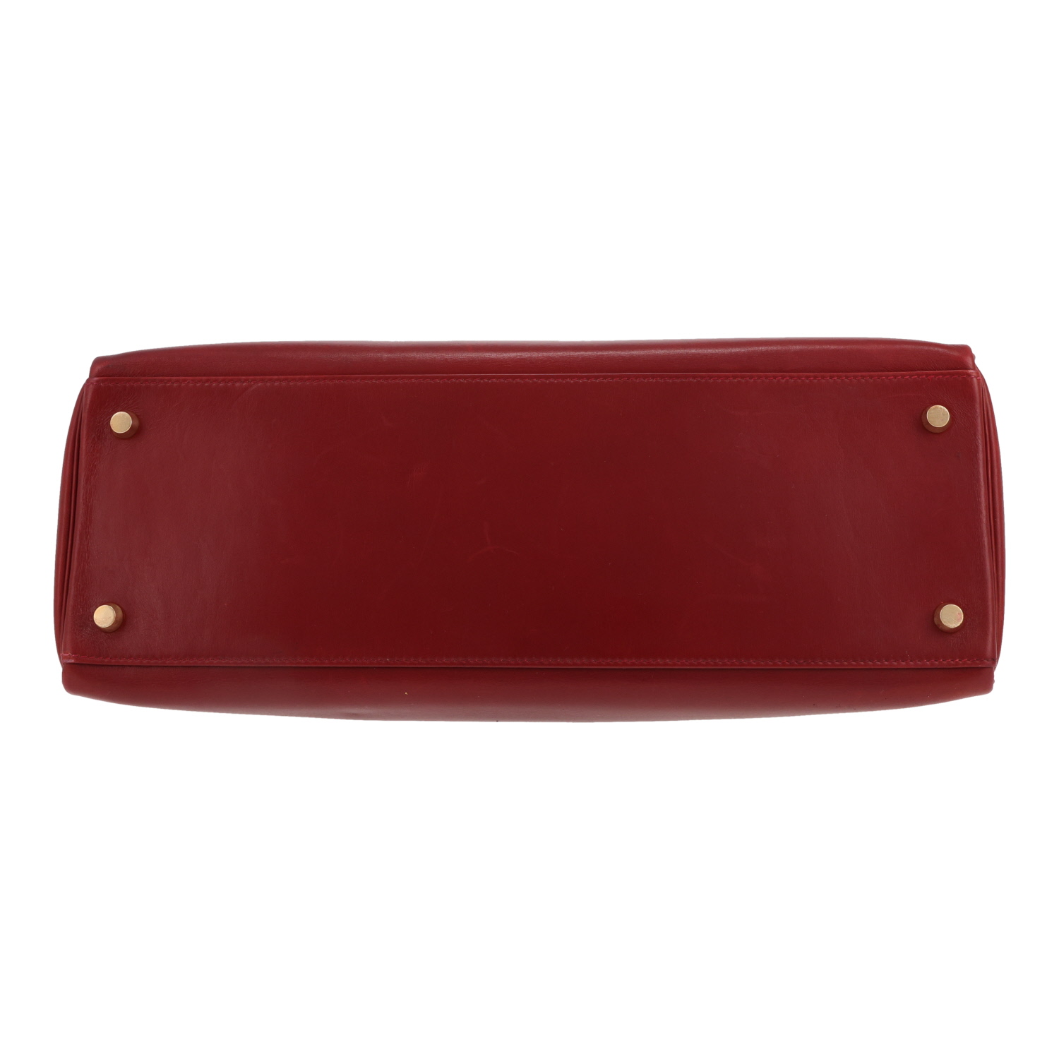 Hermès  Kelly 35 cm handbag  in burgundy box leather - Detail D1