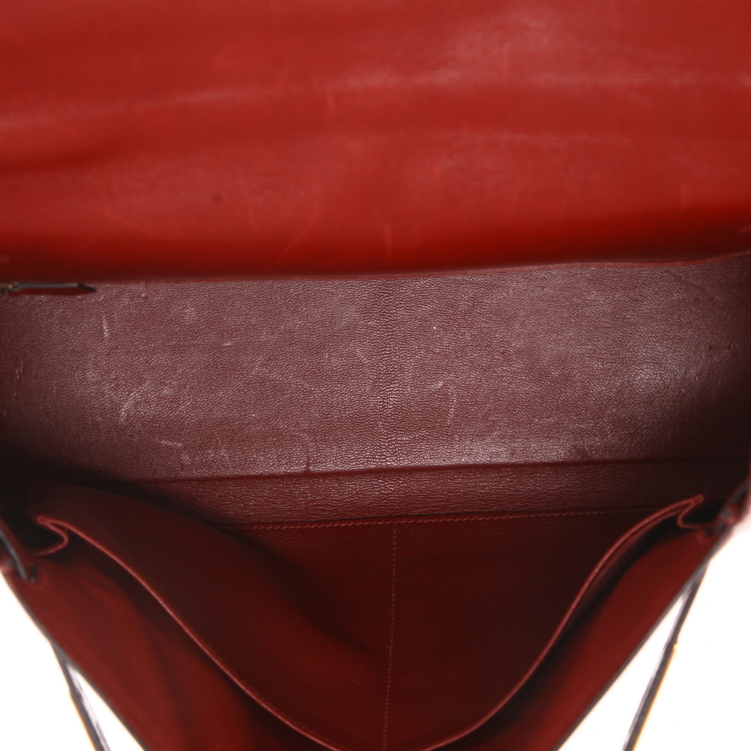 Hermès  Kelly 35 cm handbag  in burgundy box leather - Detail D3