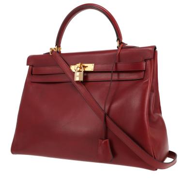 Borsa Hermès  Kelly 35 cm in pelle box bordeaux